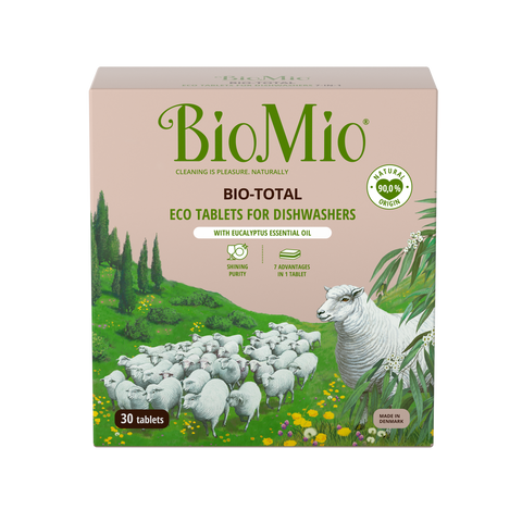 BIOMIO  BIO-TOTAL ECO TABLETS FOR DISHWASHERS WITH EUCALYPTUS ESSENTIAL OIL